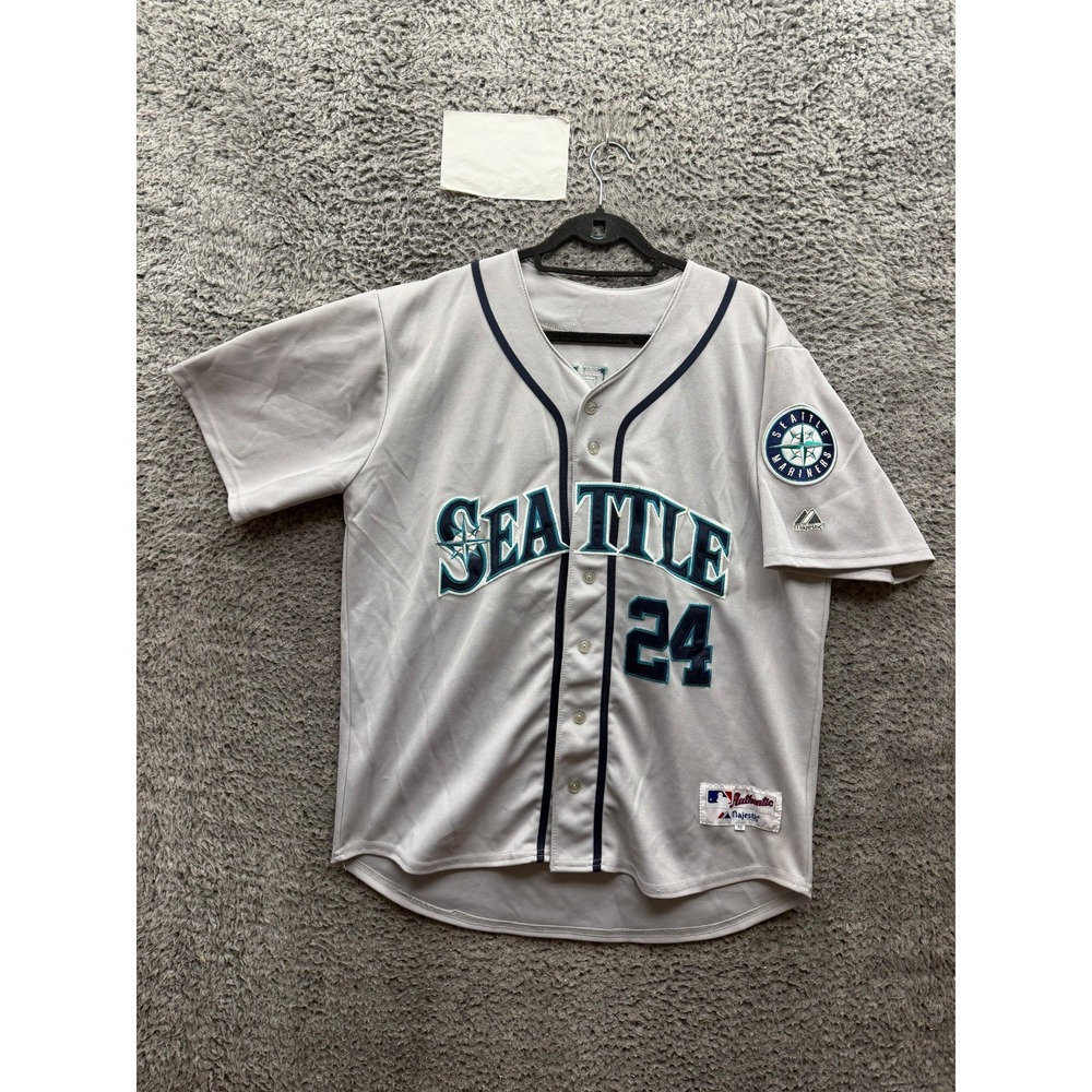 Majestic Seattle Mariners #24 Ken Griffey Jr. MLB Baseball Jersey Grey Size 48